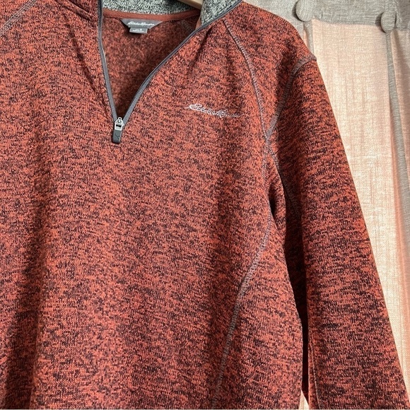 Eddie Bauer Burnt Orange Quarter Zip Fleece Lined Sweater Size Small - Picture 3 of 12
